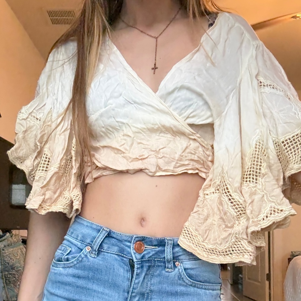 Surf Gypsy Cream and Tan Blouse